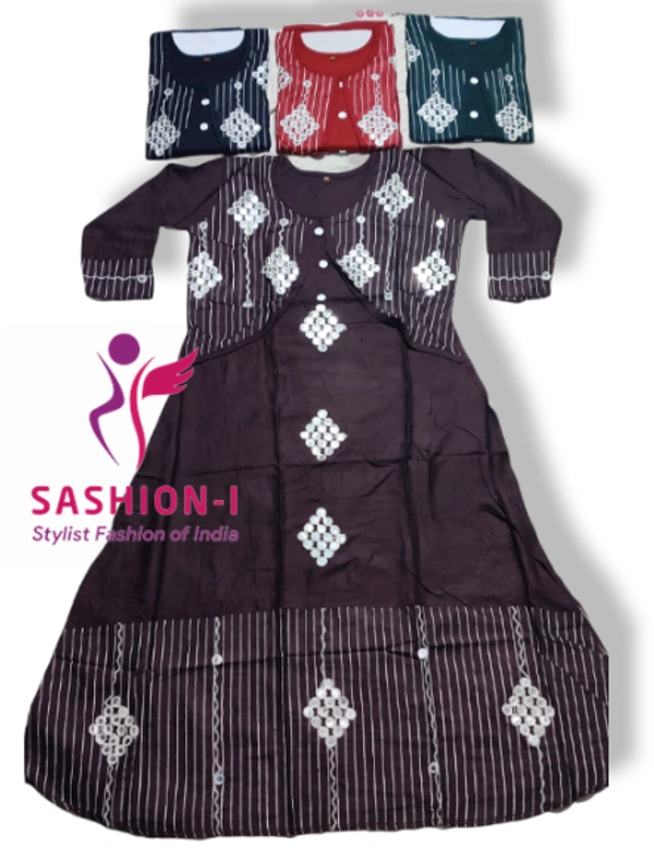 Gorgeous Stitched Kurti with Mirror Work - Coffee Brown, Red, Green & Black